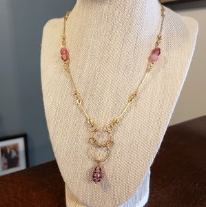 Artisan Pink and Gold Pendant necklace
